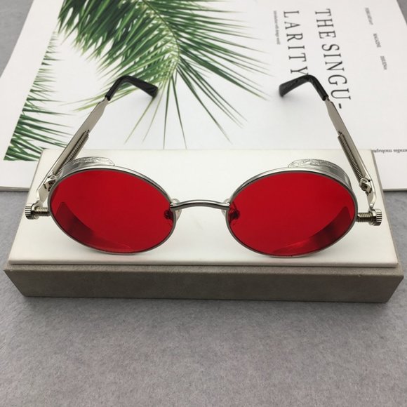 Red round frame sunglasses - Picture 4 of 4